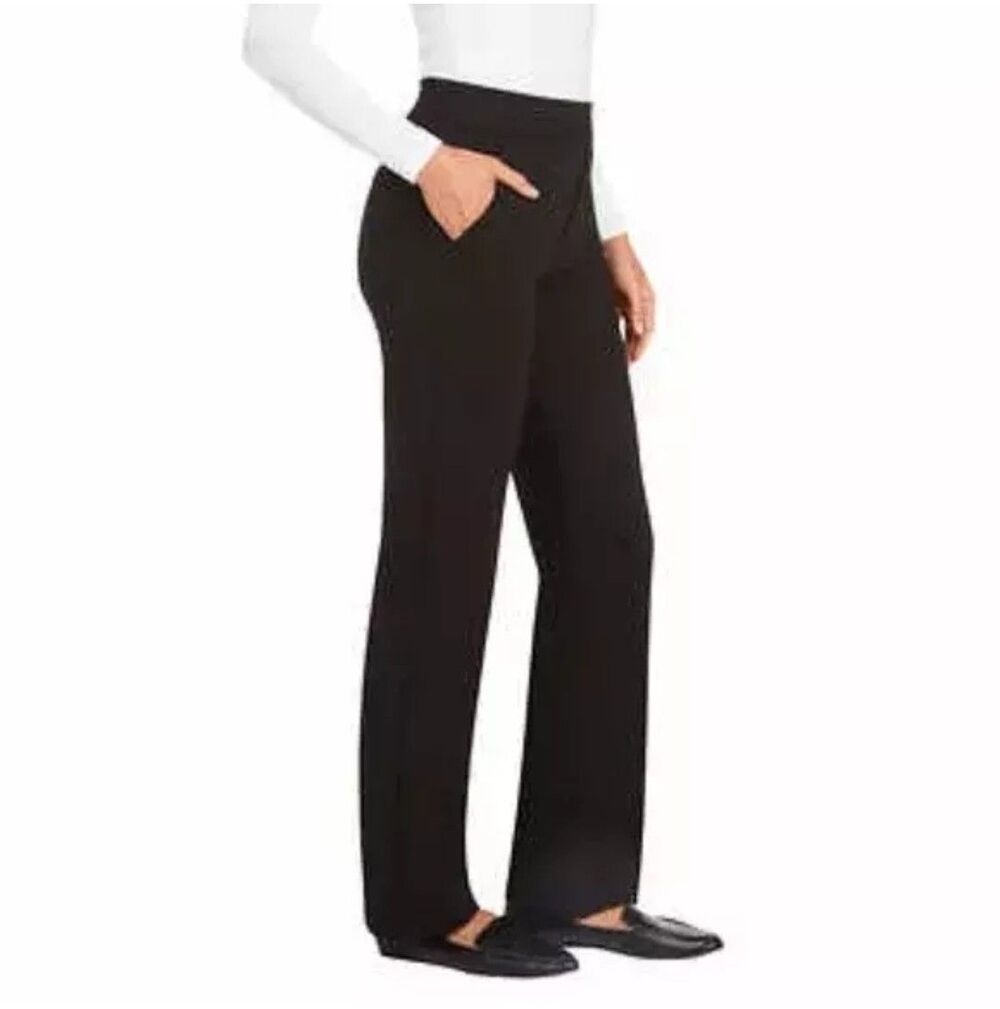 MATTY M Women's S High Rise Pull-on Straight Leg Stretch Knit Dress Pant Black